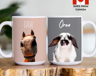 Custom Pet Mug Using Pet Photo portrait cat Mug with Name Dog Coffee Cup Personalized Mugs bunny mom Dad Gifts for pet owner puppy lover art