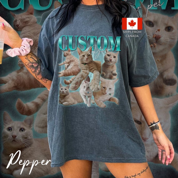 Custom pet Bootleg cat Rap Tee Vintage Graphic 90s Tshirt Custom Photo Shirt CUSTOM Your Own Bootleg Idea Here cat personalized gift dog mom