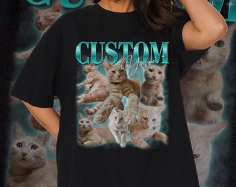 PNG Custom pet Bootleg cat Rap Tee Vintage Graphic 90s Tshirt Photo Shirt CUSTOM Your Own Bootleg Idea Here cat personalized gift dog mom