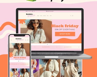 Pink Shopify Theme: Boutique Website Template with Canva Banners