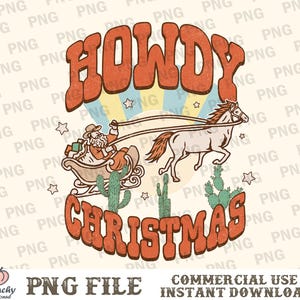 Howdy Christmas PNG, Cowboy Santa with Reindeer Christmas Western Instant Digital Download | Trendy Western Design, Western PNG, Retro PNG