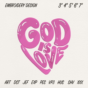 God Is Love embroidery design, Boho Christian Embroidery Design, Christian Embroidery, DST PES File For Christian