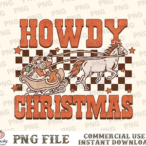 Howdy Christmas PNG, Cowboy Santa with Reindeer Christmas Western Instant Digital Download | Trendy Western Design, Western PNG, Retro PNG