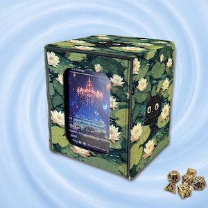 Deckbox voor MTG-kaarten, schattige kat TCG-deckdoos, TCG-organizer voor magische kaarten, schattige kat in vijver