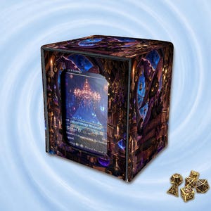 MTG Deck Box with Commander Display,PU Leather TCG Card Storage, Holds 100+ Sleeved Cards,Witch Black Cat