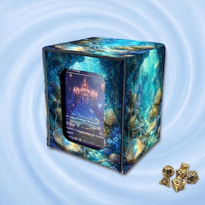 Deckbox für MTG-Karten, Aufbewahrungsbox für über 100 Kartenhüllen, Geschenkidee für Magic-Spieler, Ocean Treasure