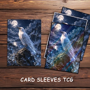 Koszulki na karty MTG, koszulki TCG, ochraniacze na karty kolekcjonerskie, Lunar Raven, koszulki na karty do gier, prezent dla gracza