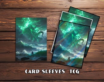 Card Sleeves, TCG Card Sleeve, Custom Card Sleeves, Magic Card Sleeve, Gifts for Gamers,Mythical Sea Creature in Tempest
