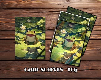 mtg frog card sleeves Kawaii Frog in lotus pool Card Sleeves