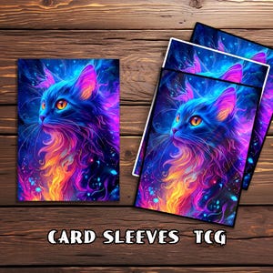 Mtg Card Sleeves,Vivid Neon Cat Card Sleeves, TCG Card Sleeve Protector, Top Quality Magic Sleeves，MTG gamer gift