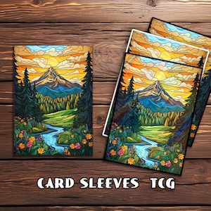 Stained Glass Mountain Card Sleeves, TCG Card Sleeve Protector, Top Quality Magic Sleeves，Gifts for Gamers，MTG gamer gift