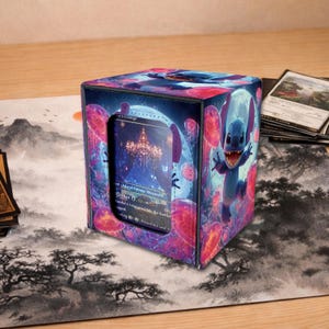 Riftbound Deck Box with Commander Display Window, Holds 100+ Sleeved Cards,Neon Blue Alien