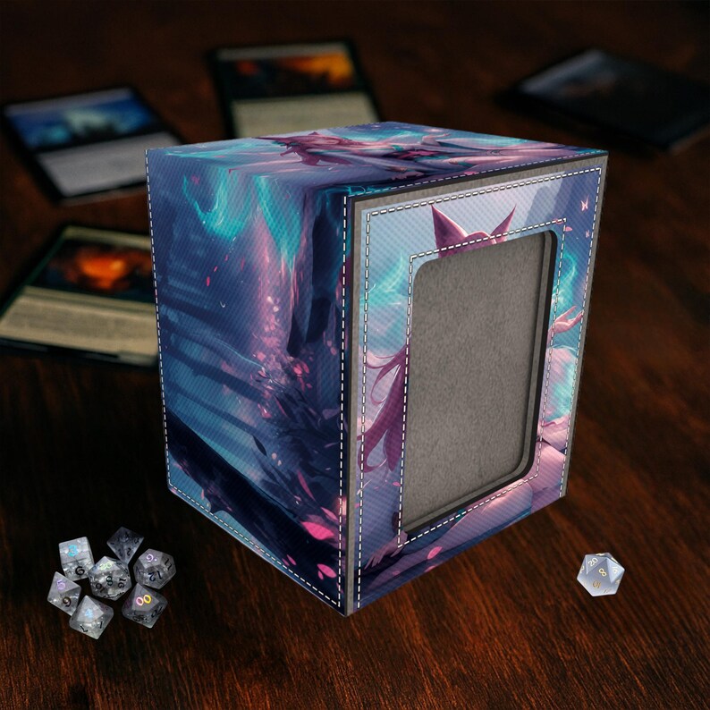 Fancy Riftbound Dice Riftbound TCG Deck Box – Mystic Fox Mage for EDH, Commander, Dice ...