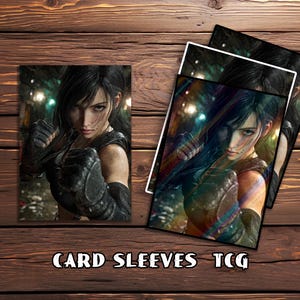 Mtg Card Sleeves,Final Fantasy Tifa in Battle Card Sleeves, TCG Card Sleeve Protector, Top Quality Magic Sleeves，MTG gamer gift