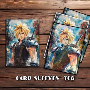 Mtg Card Sleeves,Final Fantasy VII Cloud Strife Watercolor Card Sleeves, TCG Card Sleeve Protector, Top Quality Magic Sleeves，MTG gamer gift