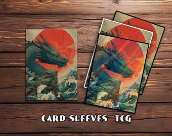Card Sleeves, TCG Card Sleeve, Custom Card Sleeves, Magic Card Sleeve, Gifts for Gamers,Japanese Wave Dragon