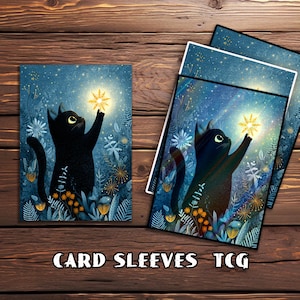 Mtg Card Sleeves,Pastel Night Black Cat  Card Sleeves, TCG Card Sleeve Protector, Top Quality Magic Sleeves，MTG gamer gift