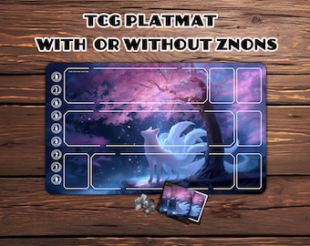 Magic the gathering，Gaming Mat with Zones Option，TCG - Custom Playmat,custom play mat,White Kitsune Under Sakura