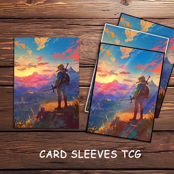 MTG Card Sleeves, Fantasy Adventure TCG Sleeves, Standard Size Matte Card Protectors for MTG Pokémon,Sunset Heroic Kingdom