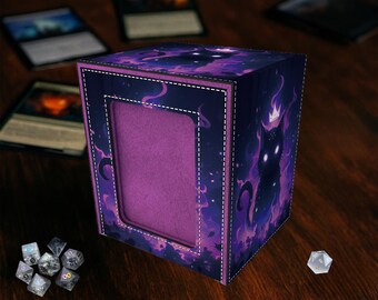 Caja de mazo para MTG Commander, con escaparate, Phantom Crown Cat