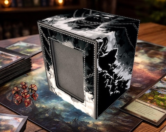 Caja de mazo para MTG Commander, con ventana, Gato Negro con Púas y Cadena