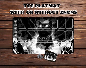 Riftbound  playmat, Magic the Gathering TCG - 24" x 14"，Chained Spiked Black Cat