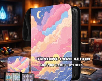 Mtg Card Album – 400/900 Cards Optional, Zippered PU Binder for MTG/TCG/Pokémon，Pastel Sky Night Trading