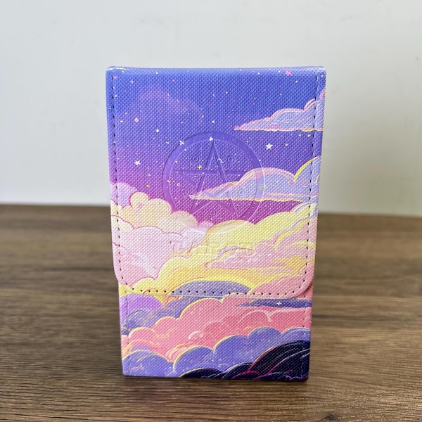 Pastel Sky Night Tarot Deck Case – Waterproof PU Leather Card Holder for Tarot, Oracle & Game Cards