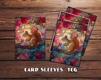 riftbound Mtg card sleeves， Top Quality Magic Sleeves，MTG gamer gift,Stained Glass Squirrel