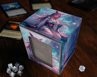 Riftbound TCG Deck Box – Mystic Fox Mage for EDH, Commander, Dice & Counters