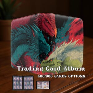 Mythic Dragon Trio Trading Card Album – 400/900 Cards Optional, Zippered PU Binder for MTG/TCG/Pokémon