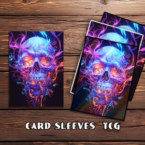 Card Sleeves, TCG Card Sleeve, Custom Card Sleeves, Magic Card Sleeve, Gifts for Gamers,Vibrant Skull Art