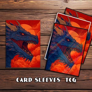Card Sleeves,Crimson Sky Dragon TCG Card Sleeve, Custom Card Sleeves, Magic Card Sleeve,Frameless/Foil - Custom Game Card for Commander