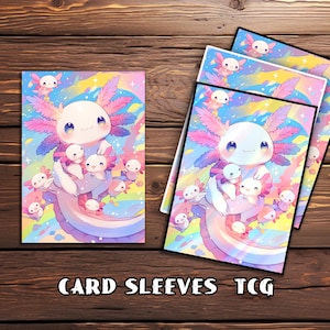 Capas para cartas, capas para cartas TCG, capas para cartas personalizadas, capas para cartas mágicas, presentes para jogadores, família fofa de axolotes