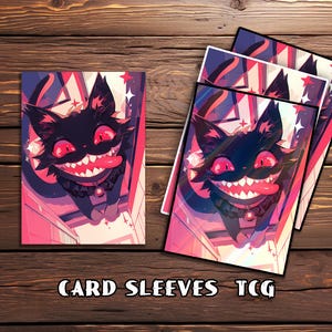 Card Sleeves, TCG Card Sleeve, Custom Card Sleeves, Magic Card Sleeve, Gifts for Gamers,Kawaii Creepy Black Cat