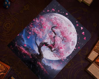 4/9 Pocket Card Binder for MTG TCG Pokémon,riftbound gift, Full Art Print Holds 400 or 900 Cards,Cherry Blossom Tree under Full Moon