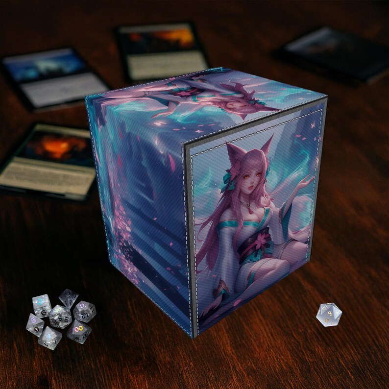Fancy Riftbound Dice Riftbound TCG Deck Box – Mystic Fox Mage for EDH, Commander, Dice ...