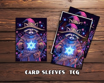 Kartenhüllen, Tcg-Kartenhülle, Benutzerdefinierte Kartenhüllen, magische Kartenhülle, Geschenke für Gamer, Fantasy Waschbär-Zauberer