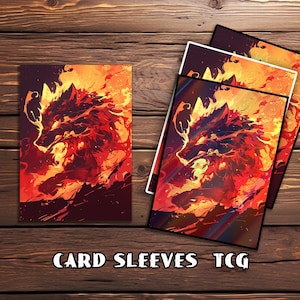 Card Sleeves, TCG Card Sleeve, Custom Card Sleeves, Magic Card Sleeve, Gifts for Gamers,Flaming Wolf Creature