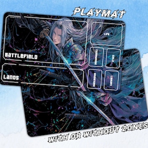 Final Fantasy VII Sephiroth Play Mat，Magic the gathering，Gaming Mat with Zones Option，TCG - Custom Playmat，350mm x 600mm x 4mm