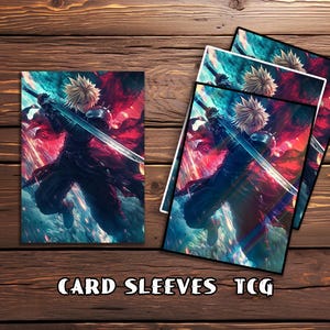 Mtg Card Sleeves,Final Fantasy VII Cloud Warrior Onslaught Card Sleeves, TCG Card Sleeve Protector, Top Quality Magic Sleeves，MTG gamer gift