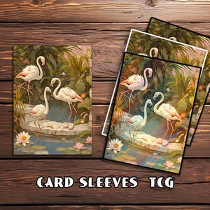 Kartenhüllen, TKG Kartenhülle, Benutzerdefinierte Kartenhüllen, magische Kartenhülle, Geschenke für Gamer, Flamingos am Seerosenteich