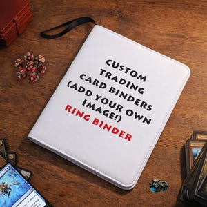 Álbum de anillas personalizado, de cuero sintético con cremallera, páginas recargables, impresión artística completa, capacidad para 400/900 cartas, MTG Pokémon