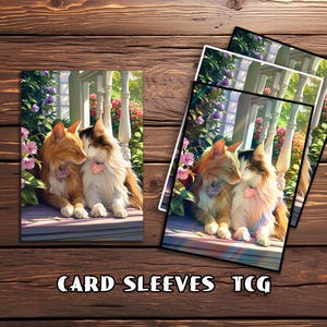 Card Sleeves, TCG Card Sleeve, Custom Card Sleeves, Magic Card Sleeve, Gifts for Gamers,Pair of Cats on Porch