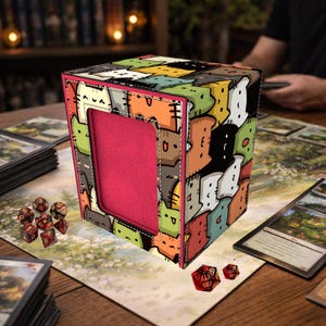 Caja para mazos de MTG Commander, con ventana de exhibición, lindo desfile de gatos