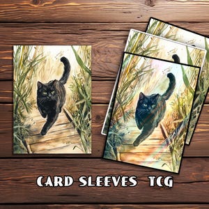 Mtg Card Sleeves,Cat in Reed Path Card Sleeves, TCG Card Sleeve Protector, Top Quality Magic Sleeves，Gifts for Gamers，MTG gamer gift