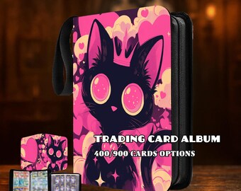 4/9 Pocket Card Binder for Riftbound,mtg Pokémon,pink-crowned Black Cat ...
