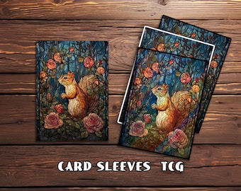 Mtg Card Sleeves,stain glass squirrel Card Sleeves, Top Quality & Detailed TCG Sleeves, Magic: The Gathering Accessories