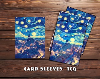 starry night card sleeves Starry Night (Pixel Art) - Realm Guard MTG Sleeves