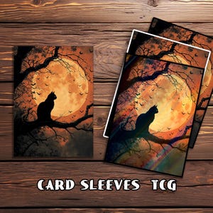 Mtg Card Sleeves,Halloween Black Cat Card Sleeves, TCG Card Sleeve Protector, Top Quality Magic Sleeves，Gifts for Gamers，MTG gamer gift
